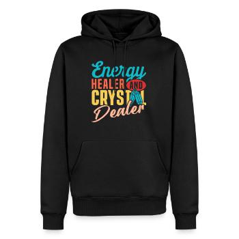 Médecine énergétique Guérison Cristaux d’énergie positive - Sweat à capuche Premium bio Homme - noir - Devant - Nico (187cm)
