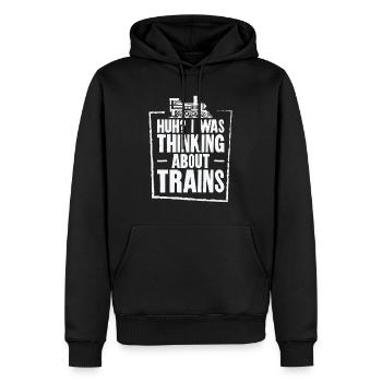 Zuglokomotive Transport Eisenbahnbegeisterte - Männer Premium Bio Hoodie - Schwarz - Vorne - Nico (187cm)