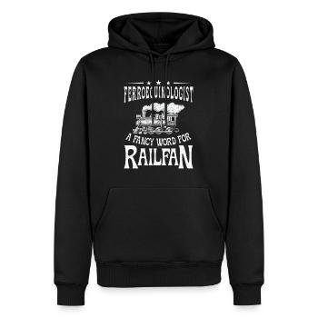 Ferroequinologist Eisenbahn Eisenbahnfan - Männer Premium Bio Hoodie - Schwarz - Vorne - Nico (187cm)