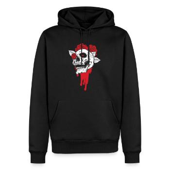 Totenköpfe und Rosen Gothic Knochen Skelett Tod - Männer Premium Bio Hoodie - Schwarz - Vorne - Nico (187cm)