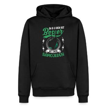 Das Leben ist besser mit einem Samojeden - Männer Premium Bio Hoodie - Schwarz - Vorne - Nico (187cm)