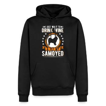 Samoyèdes et chiens de traîneau à vin Samoyèdes - Sweat à capuche Premium bio Homme - noir - Devant - Nico (187cm)
