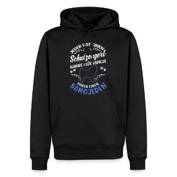 Samoyède Ange Gardien Chien de traîneau Samoyèdes - Sweat à capuche Premium bio Homme - noir - Devant - Nico (187cm)