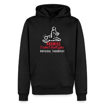 Physiothérapeute Drôle de promesse que je - Sweat à capuche Premium bio Homme - noir - Devant - Nico (187cm)
