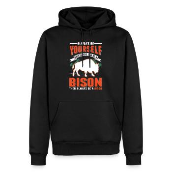 Buffalo Cadeau Bison Buffallo Eau Buffle - Sweat à capuche Premium bio Homme - noir - Devant - Nico (187cm)