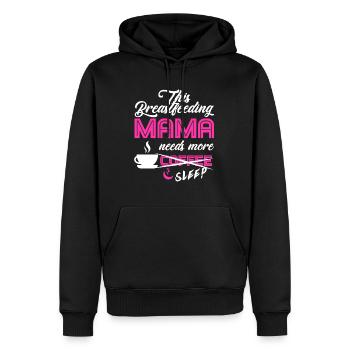 Allaitement Mama Mama Conscience normalisée - Sweat à capuche Premium bio Homme - noir - Devant - Nico (187cm)