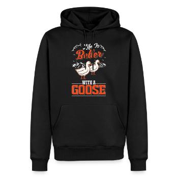 Life is better with a Goose Goose Breeder Goose - Men’s Premium Organic Hoodie - black - Front - Nico (187cm)