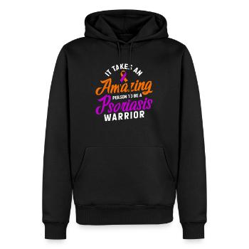 Psoriasis Warrior Incroyable Ruban Orange Lavande - Sweat à capuche Premium bio Homme - noir - Devant - Nico (187cm)