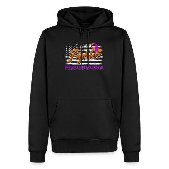 Psoriasis Warrior Fighter Ruban orange lavande - Sweat à capuche Premium bio Homme - noir - Devant - Nico (187cm)
