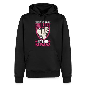 Kuvasz Besitzerin Ungarischer Kuvasz Frau - Männer Premium Bio Hoodie - Schwarz - Vorne - Nico (187cm)