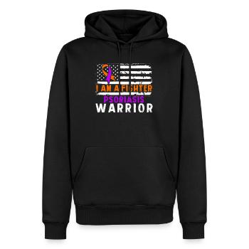 Psoriasis Warrior Fighter Ruban orange lavande - Sweat à capuche Premium bio Homme - noir - Devant - Nico (187cm)