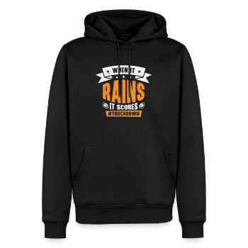 Fußball Wenn es regnet, erzielt er seine Punkte - Männer Premium Bio Hoodie - Schwarz - Vorne - Nico (187cm)