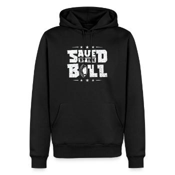 Fußball gerettet von Thr Sports Fußballspieler - Männer Premium Bio Hoodie - Schwarz - Vorne - Nico (187cm)