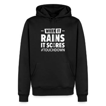 Fußball Wenn es regnet, erzielt er seine Punkte - Männer Premium Bio Hoodie - Schwarz - Vorne - Nico (187cm)