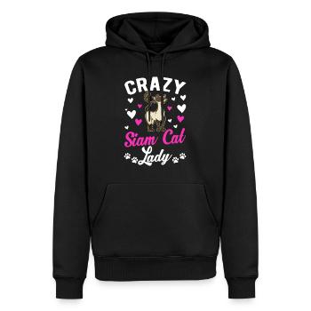 Crazy Siam Cat lady Siamkatze Mama - Männer Premium Bio Hoodie - Schwarz - Vorne - Nico (187cm)