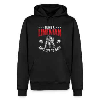 Football Lineman Leben Footballspieler Sport - Männer Premium Bio Hoodie - Schwarz - Vorne - Nico (187cm)