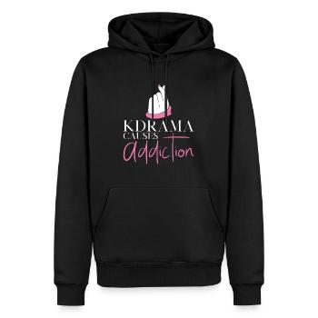 Kdrama Addiction Binge Regarder le drame coréen - Sweat à capuche Premium bio Homme - noir - Devant - Nico (187cm)