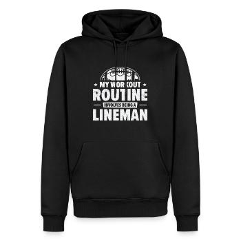 Football Lineman Leben Workout Routine Spieler - Männer Premium Bio Hoodie - Schwarz - Vorne - Nico (187cm)