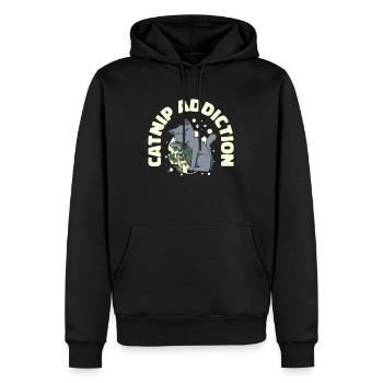 Dépendance à l’herbe à chat Propriétaire de chat Animal de compagnie - Sweat à capuche Premium bio Homme - noir - Devant - Nico (187cm)