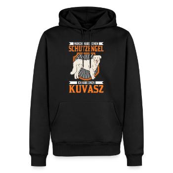 Kuvasz Schutzengel - Männer Premium Bio Hoodie - Schwarz - Vorne - Nico (187cm)