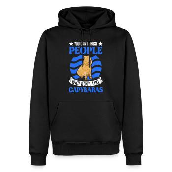 You can't trust people who don't like Capybaras - Männer Premium Bio Hoodie - Schwarz - Vorne - Nico (187cm)