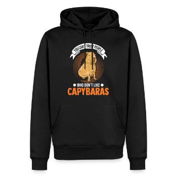 You can't trust people who don't like Capybaras - Männer Premium Bio Hoodie - Schwarz - Vorne - Nico (187cm)