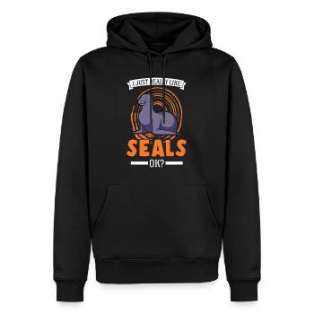 I just really like Seal Seehund Robben - Männer Premium Bio Hoodie - Schwarz - Vorne - Nico (187cm)