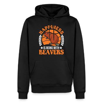 Happiness is being with Beavers Biber - Männer Premium Bio Hoodie - Schwarz - Vorne - Nico (187cm)