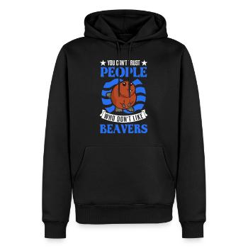 Biber Geschenk Biberdamm - Männer Premium Bio Hoodie - Schwarz - Vorne - Nico (187cm)