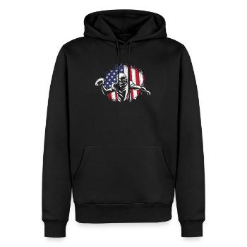 Football américain Drapeau Sports patriotiques - Sweat à capuche Premium bio Homme - noir - Devant - Nico (187cm)