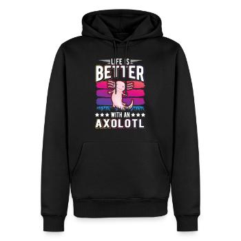 Life is better with an Axolotl Schwanzlurch - Men’s Premium Organic Hoodie - black - Front - Nico (187cm)