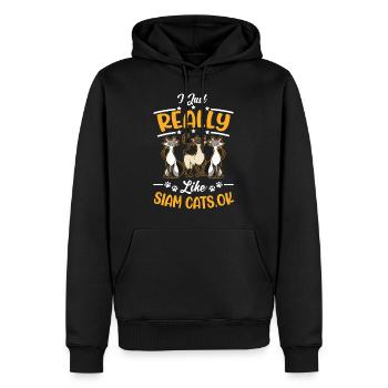 Ich mag einfach Siamkatzen Siamesische Katze - Männer Premium Bio Hoodie - Schwarz - Vorne - Nico (187cm)