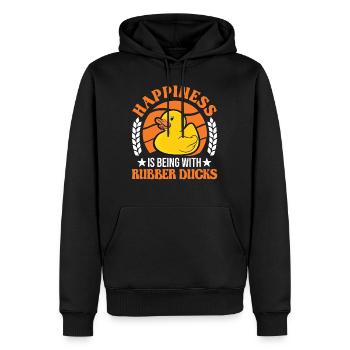 Happiness is being with Rubber Ducks Rubber Duck - Men’s Premium Organic Hoodie - black - Front - Nico (187cm)