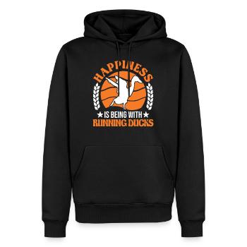 Happiness is being with Running Ducks Laufente - Men’s Premium Organic Hoodie - black - Front - Nico (187cm)