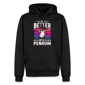Life is better with a Penguin Pinguin - Männer Premium Bio Hoodie - Schwarz - Vorne - Nico (187cm)