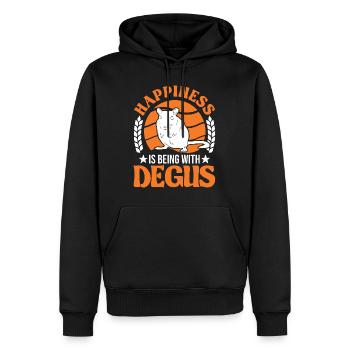 Le bonheur, c’est d’être avec Degus Degu - Sweat à capuche Premium bio Homme - noir - Devant - Nico (187cm)