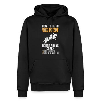 Comment devenir un excellent entraîneur pour l’équitation - Sweat à capuche Premium bio Homme - noir - Devant - Nico (187cm)
