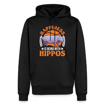 Hippo Lucky Hippo Hippo - Sweat à capuche Premium bio Homme - noir - Devant - Nico (187cm)