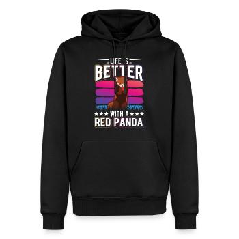 La vie est meilleure avec un panda roux roter panda - Sweat à capuche Premium bio Homme - noir - Devant - Nico (187cm)