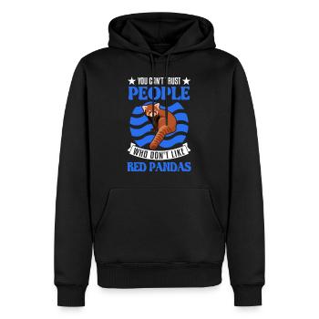 Panda Rouge Cadeau Chat Ours - Sweat à capuche Premium bio Homme - noir - Devant - Nico (187cm)