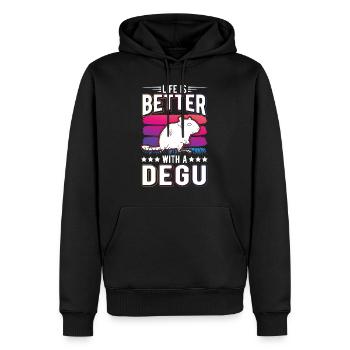 La vie est meilleure avec un Degu - Sweat à capuche Premium bio Homme - noir - Devant - Nico (187cm)