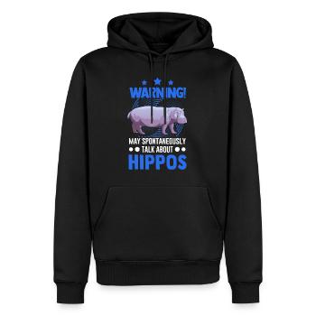 Warning Hippo Hippo Hippo Hippo - Men’s Premium Organic Hoodie - black - Front - Nico (187cm)