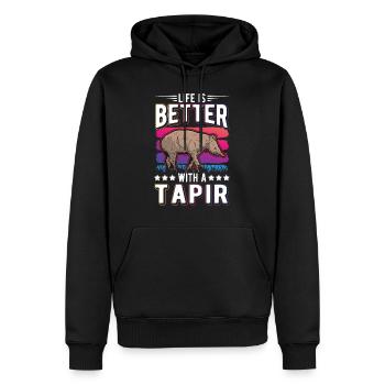 La vie est meilleure avec un Tapir - Sweat à capuche Premium bio Homme - noir - Devant - Nico (187cm)