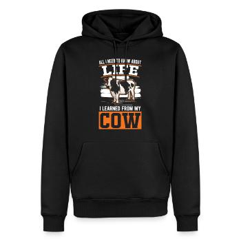 vache bovins éleveur vaches d’élevage - Sweat à capuche Premium bio Homme - noir - Devant - Nico (187cm)