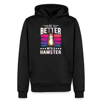 La vie est meilleure avec un Hamster Hamster Golden Hamster Hamster - Sweat à capuche Premium bio Homme - noir - Devant - Nico (187cm)