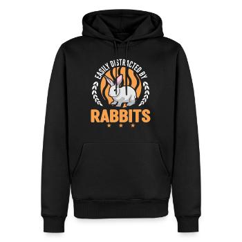Facilement distrait par Rabbits Rabbit Rabbit - Sweat à capuche Premium bio Homme - noir - Devant - Nico (187cm)