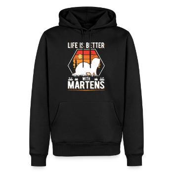 La vie est meilleure avec Martens Marder Tree Marten - Sweat à capuche Premium bio Homme - noir - Devant - Nico (187cm)