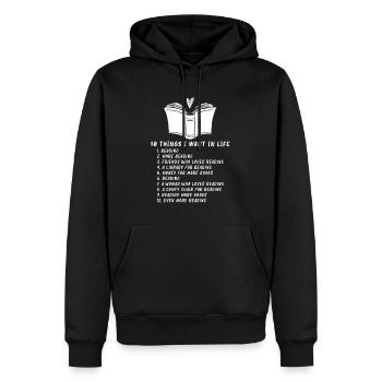 Reading Book Literature Bookworm Learning - Männer Premium Bio Hoodie - Schwarz - Vorne - Nico (187cm)
