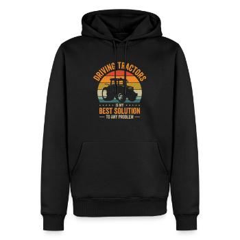 Résolution de problèmes Tracteur Agriculture - Sweat à capuche Premium bio Homme - noir - Devant - Nico (187cm)