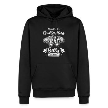 Himmlischer Schmetterling Silly Men - Männer Premium Bio Hoodie - Schwarz - Vorne - Nico (187cm)